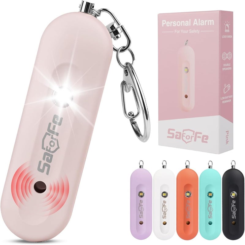 SaForFe Rechargeable Personal Safety Alarm for Women - 140dB Self-Defense Security Alarm Keychain with Strobe Light, Emergency Security Alert Devices for Women Girls Kids Elderly(Pink) - Image 1
